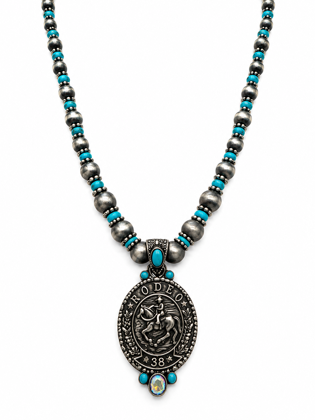 Turquoise Rodeo Medallion Necklace