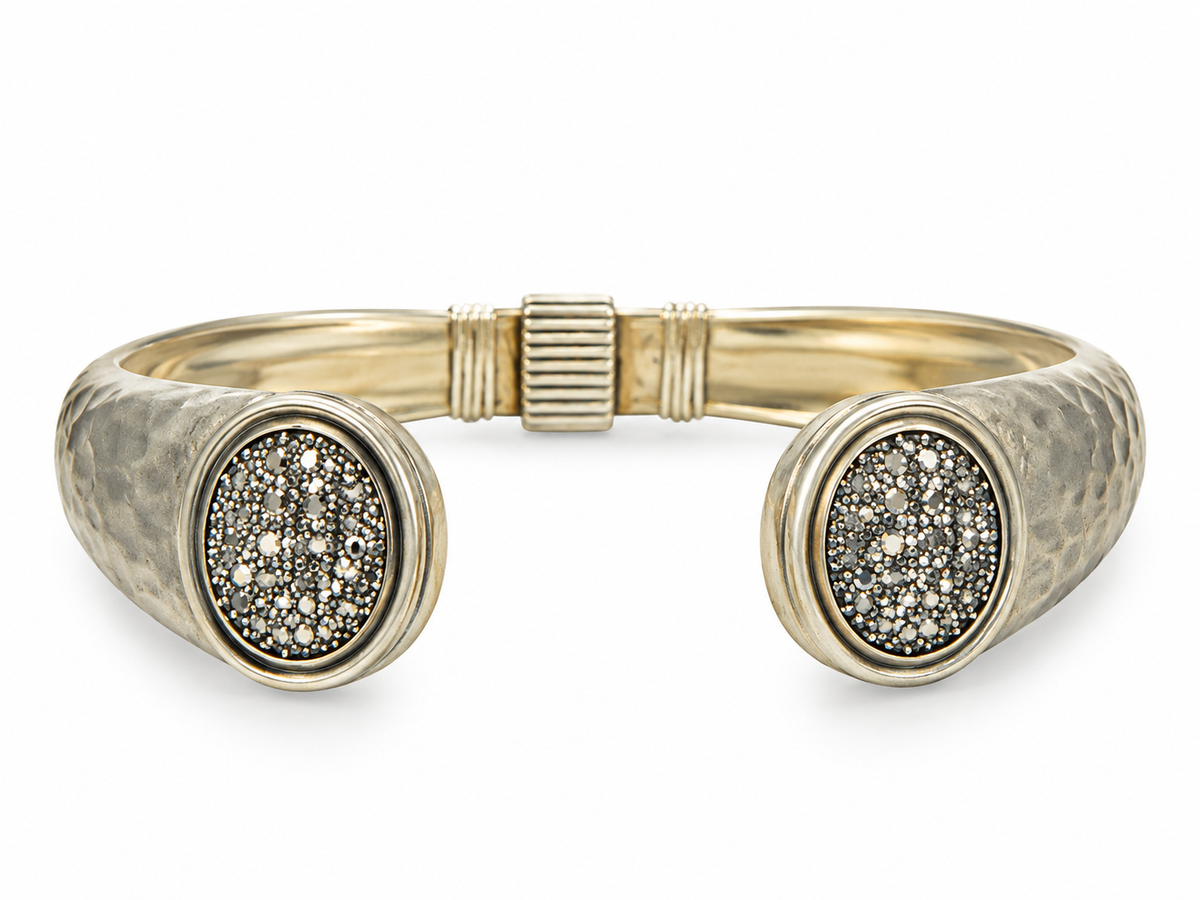 Crystal Hammered Cuff Bracelet
