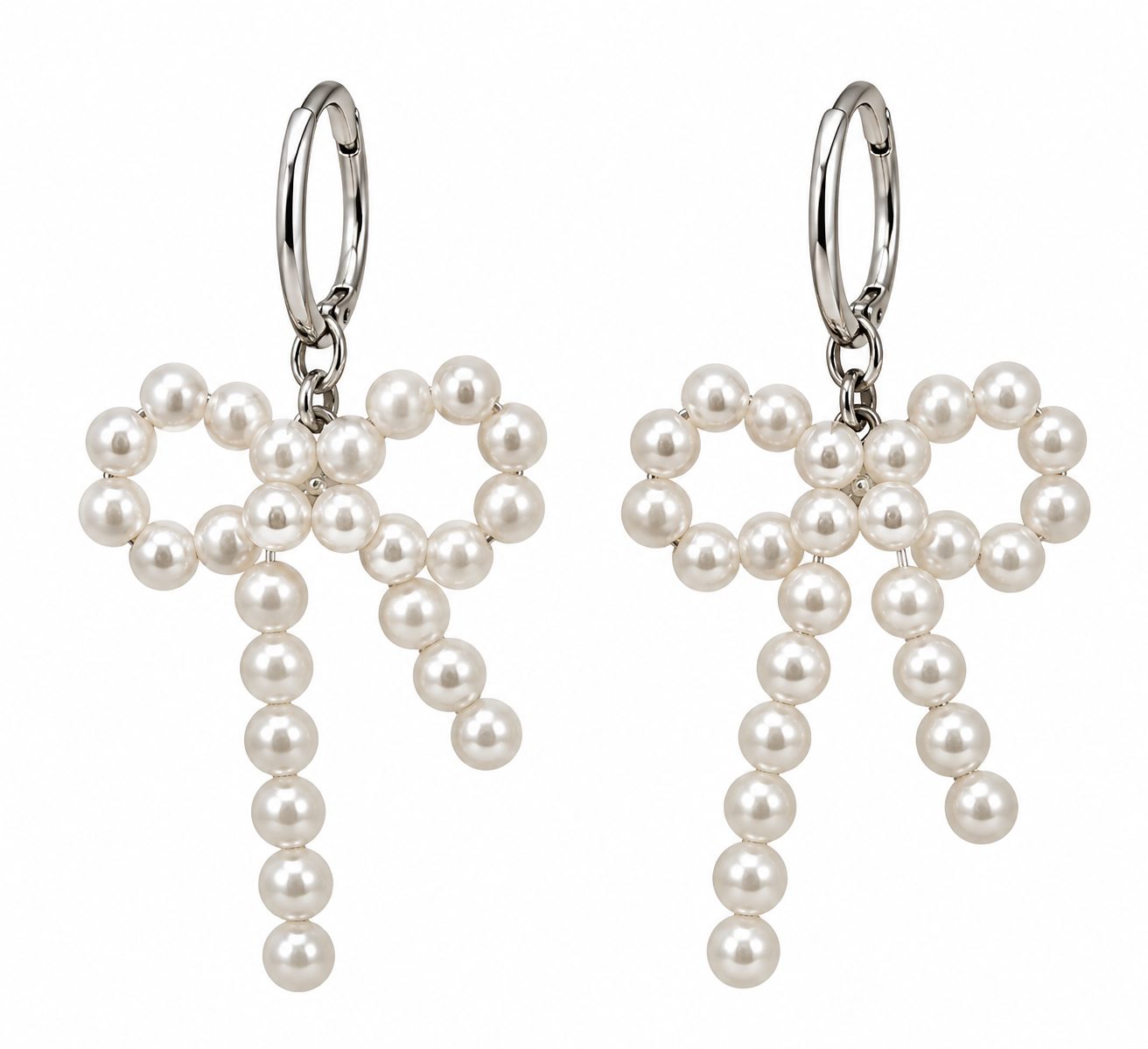 Pearl Bow Drop Earrings