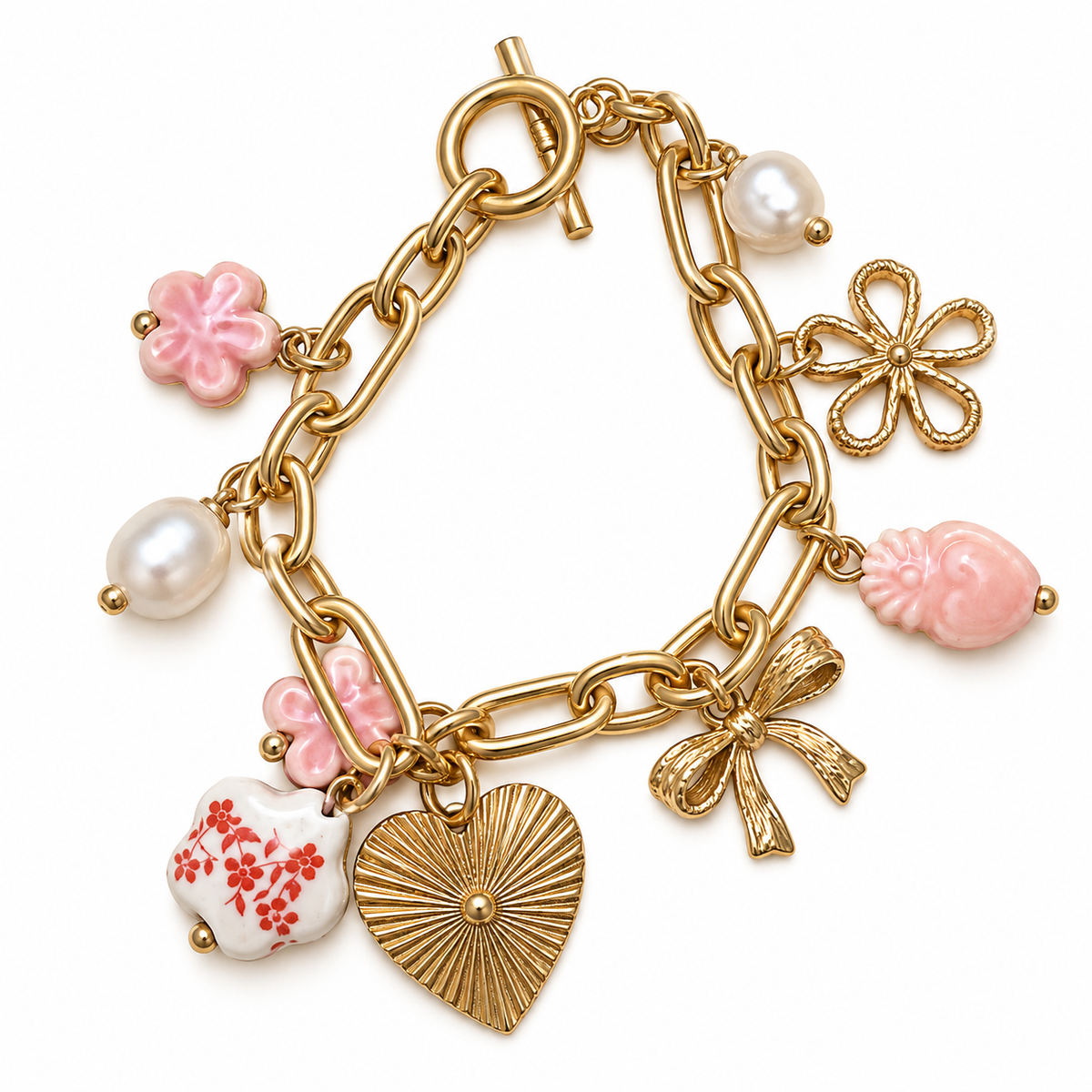 Blushing Blooms Charm Bracelet