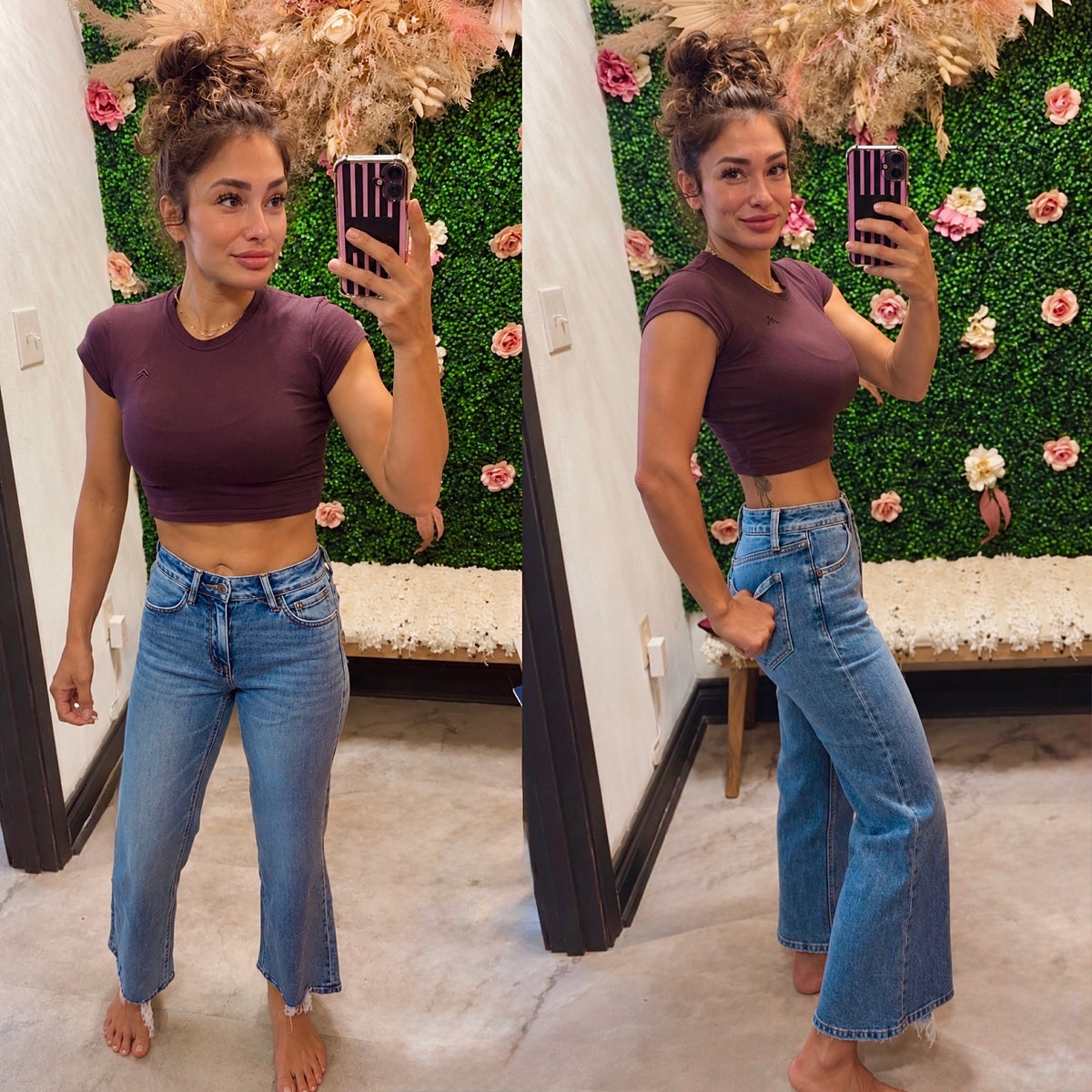 Mid rise vintage flare crop Jean