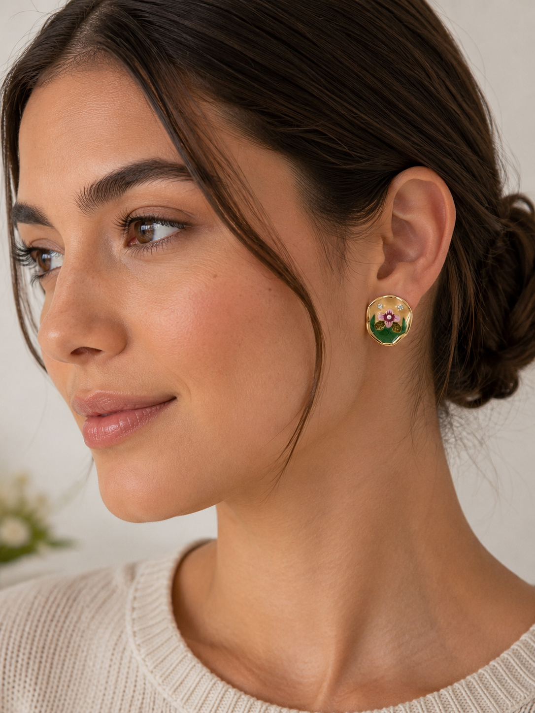 Hand painted floral earrings