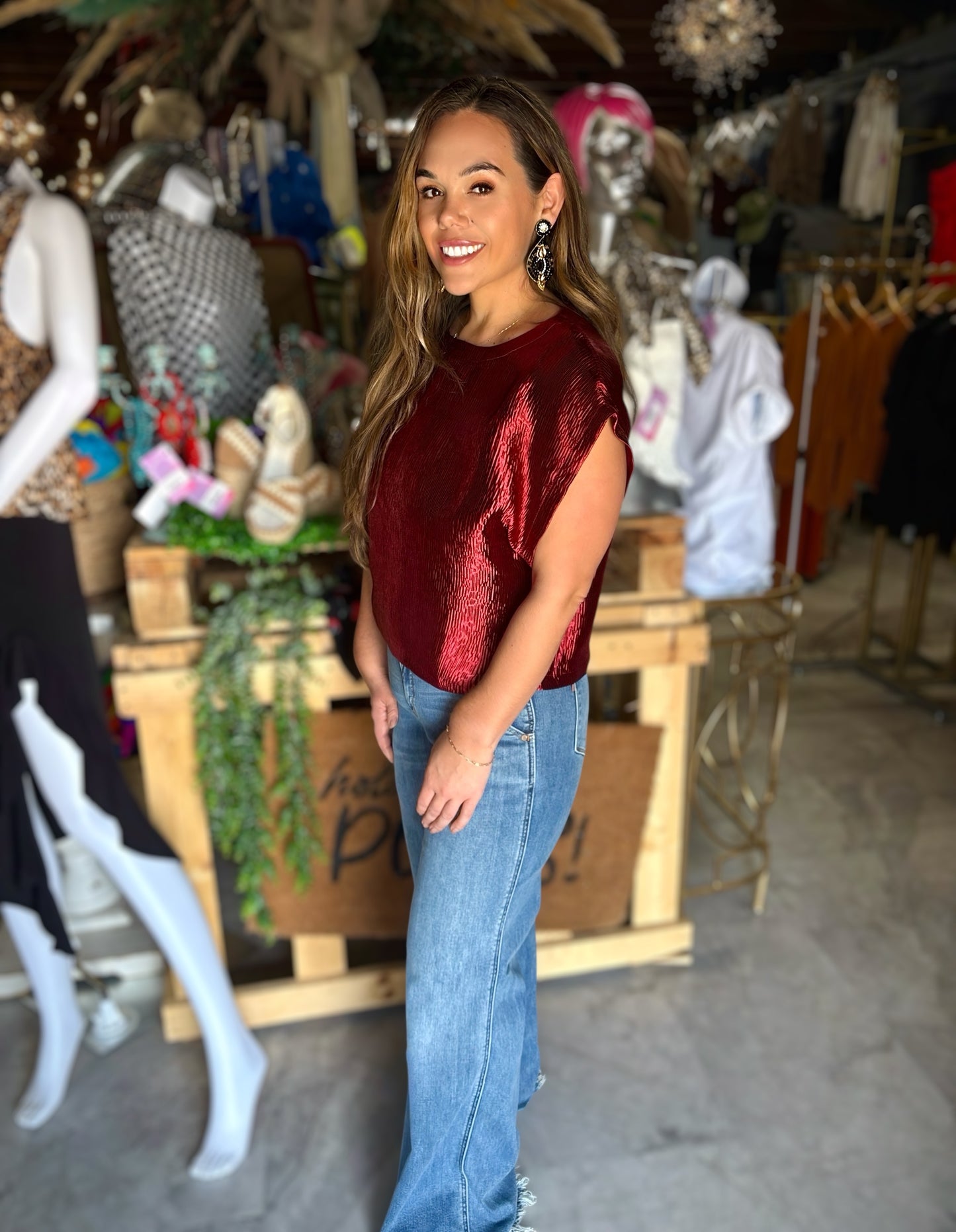 Metallic mama top
