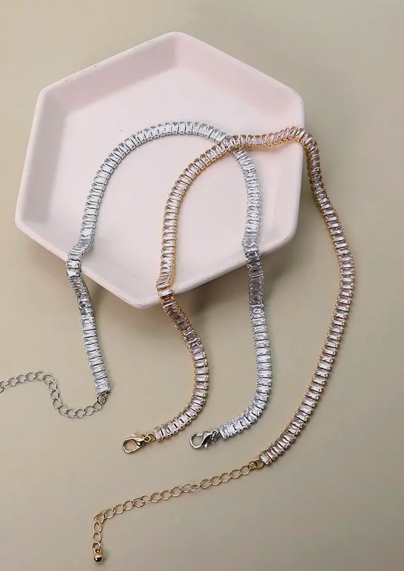 Baguette tennis necklace 