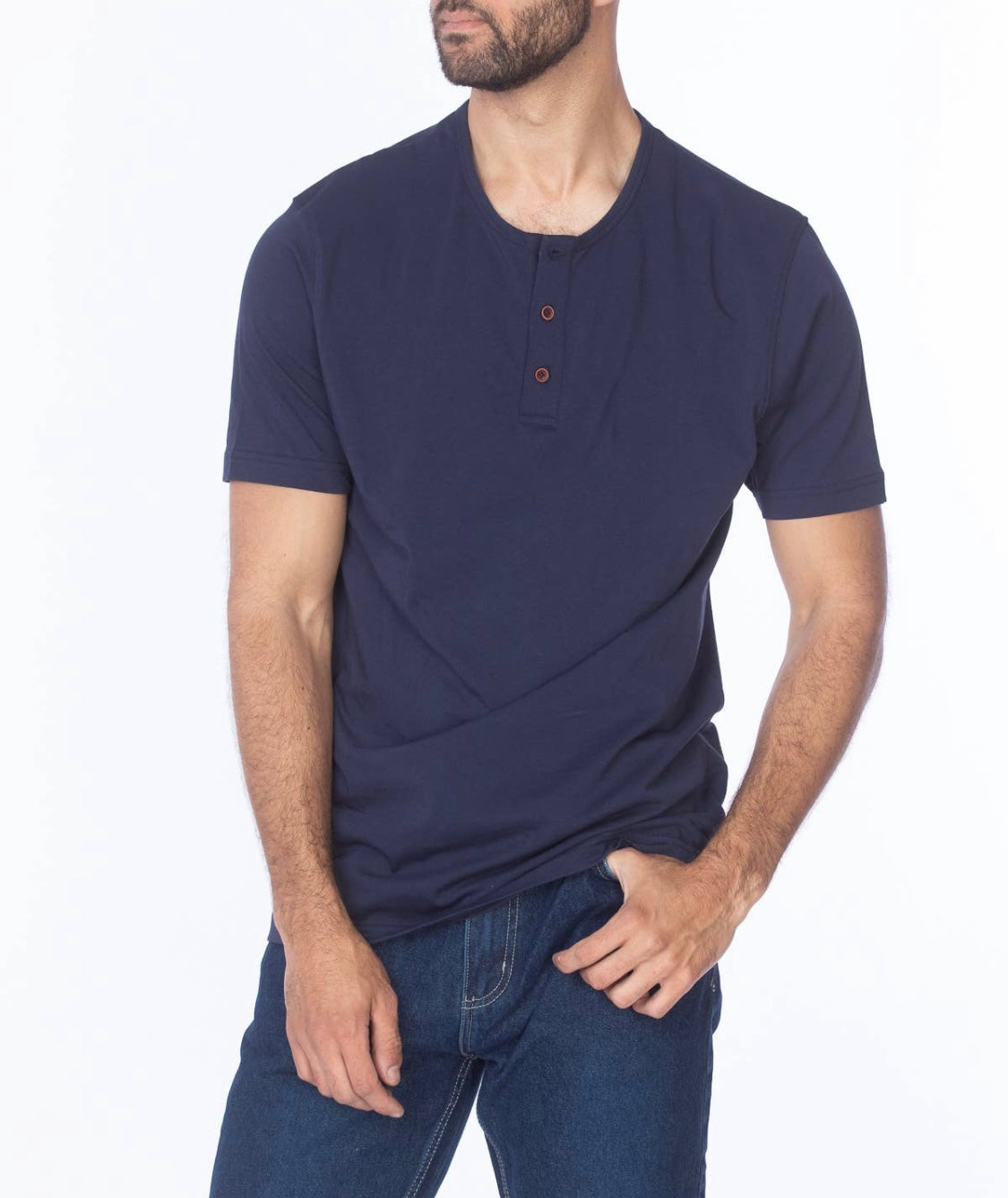 Navy Short Sleeve Henley