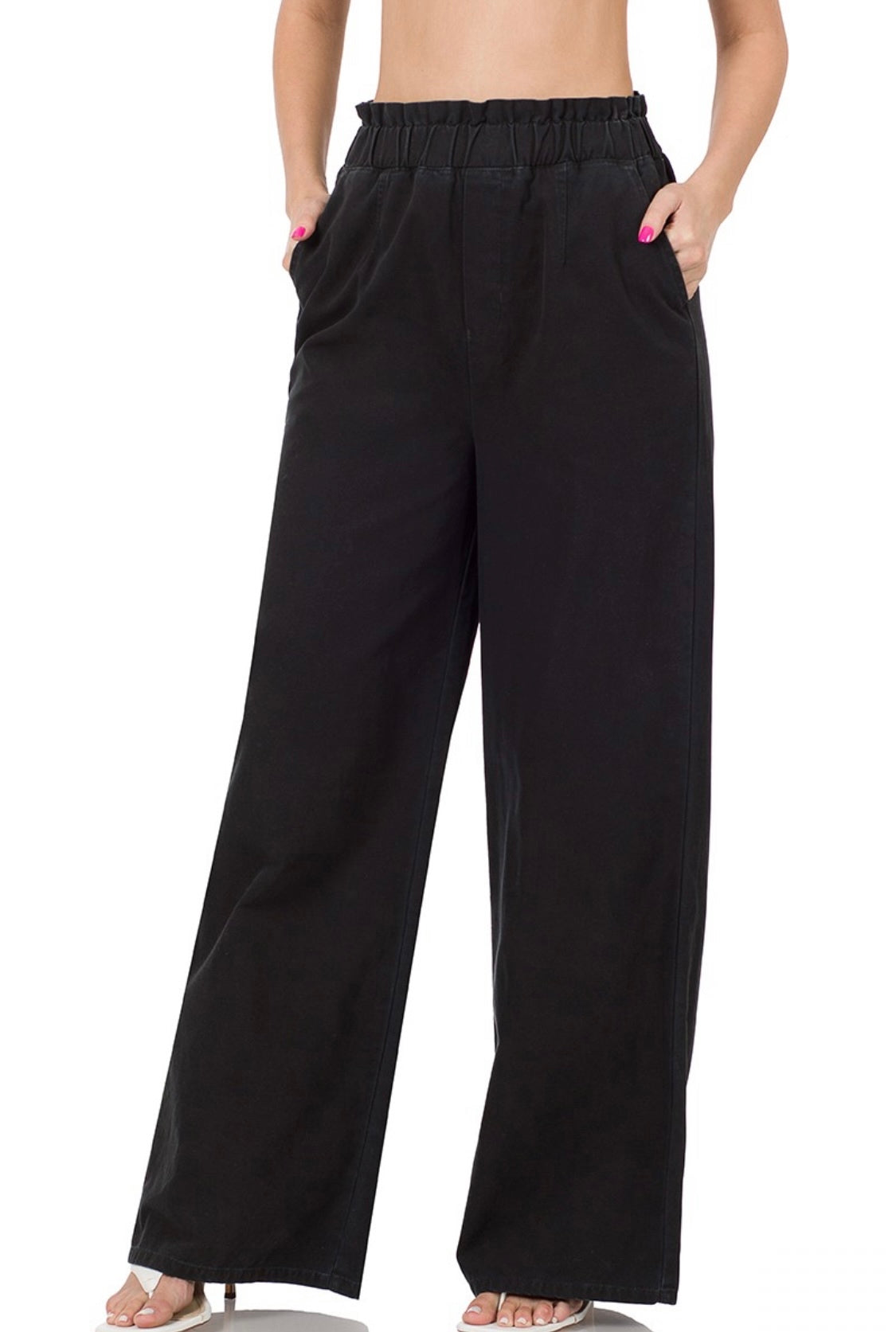 Black “Jojo” Stone Washed Cargo Pants