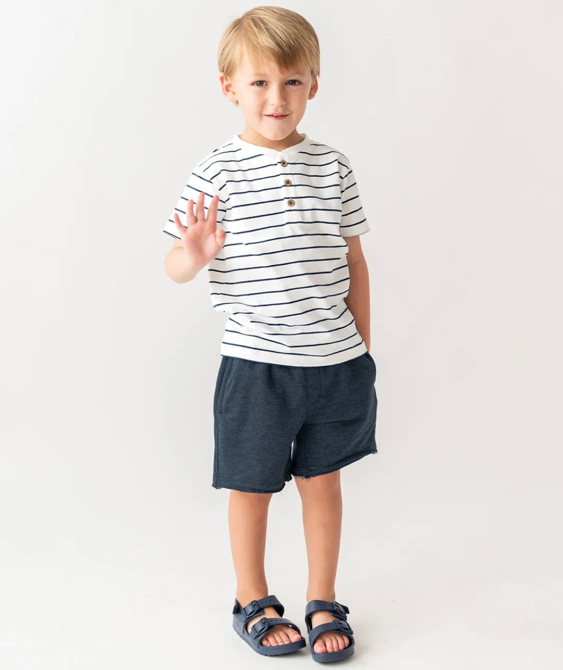 Navy Melange Knit Casual Shorts