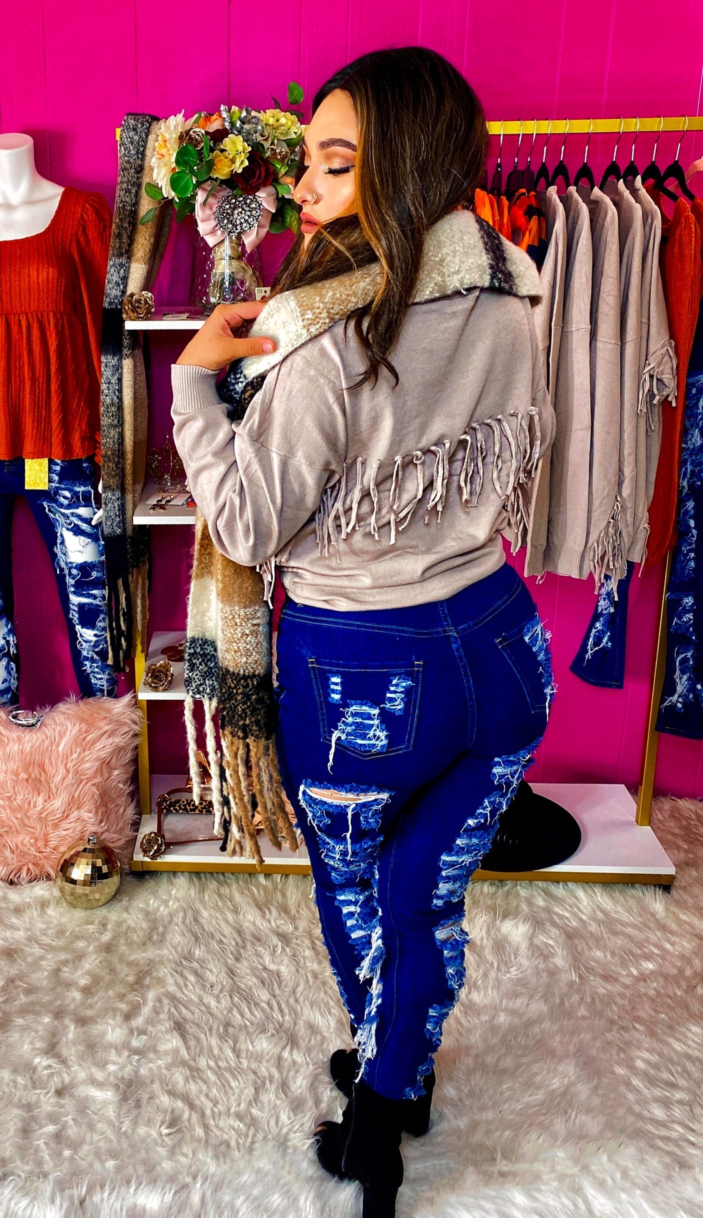 Taupe Bohemian Muse Fringe Cardigan