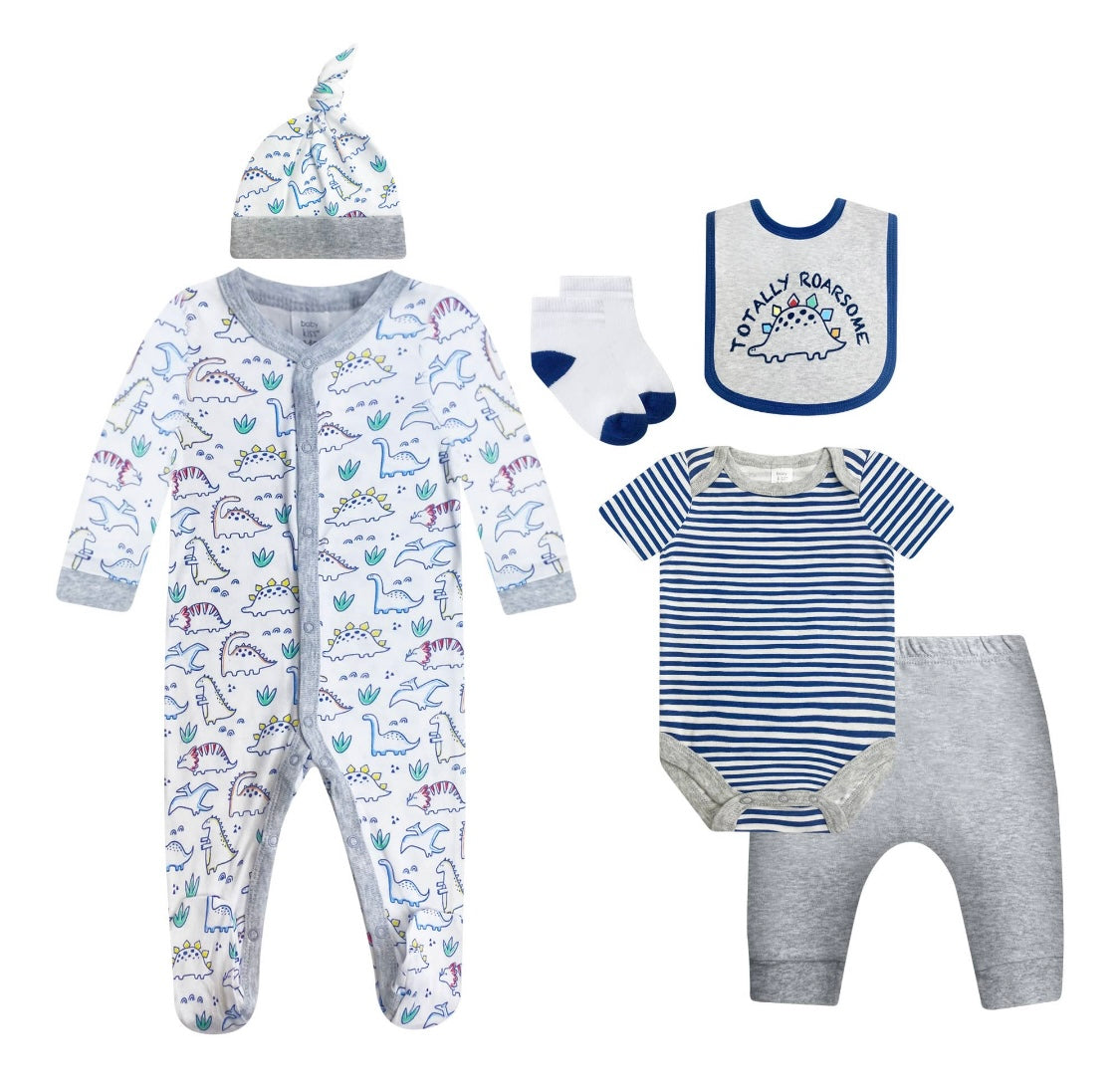 0/3M 6pc Baby Dino Set