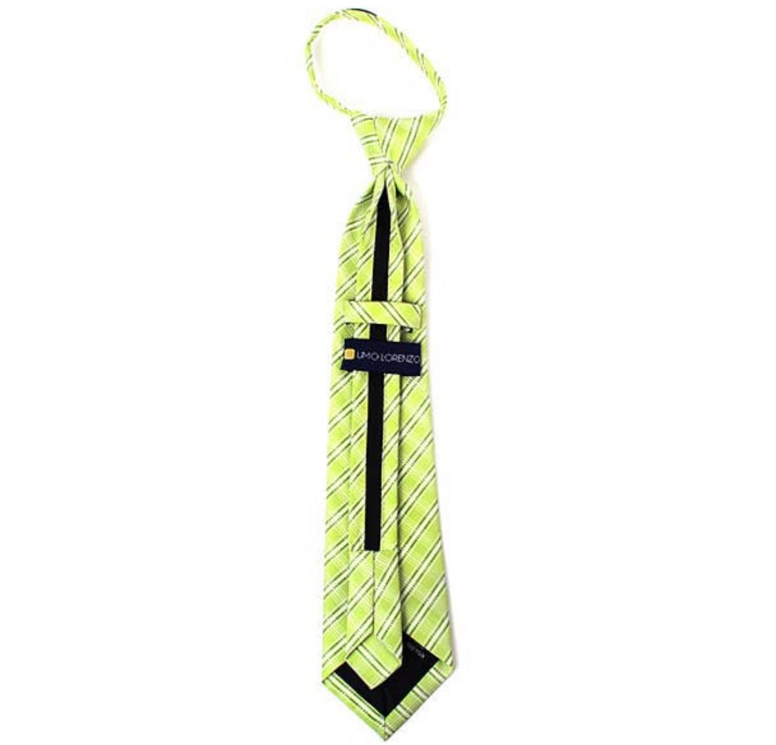 Boys 14” Lime Zipper Tie