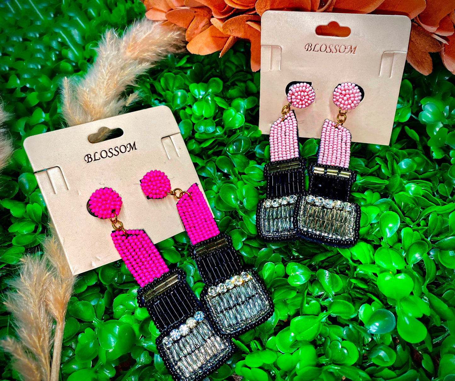 Rhinestone Lipstick Earrings