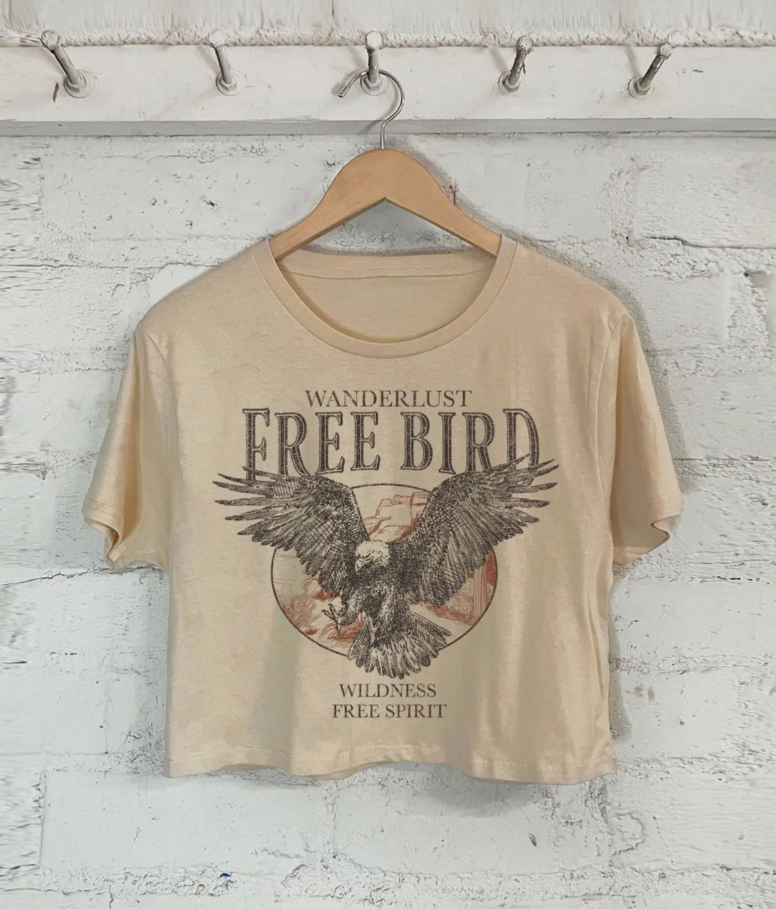 Free Bird Taupe Crop Tee
