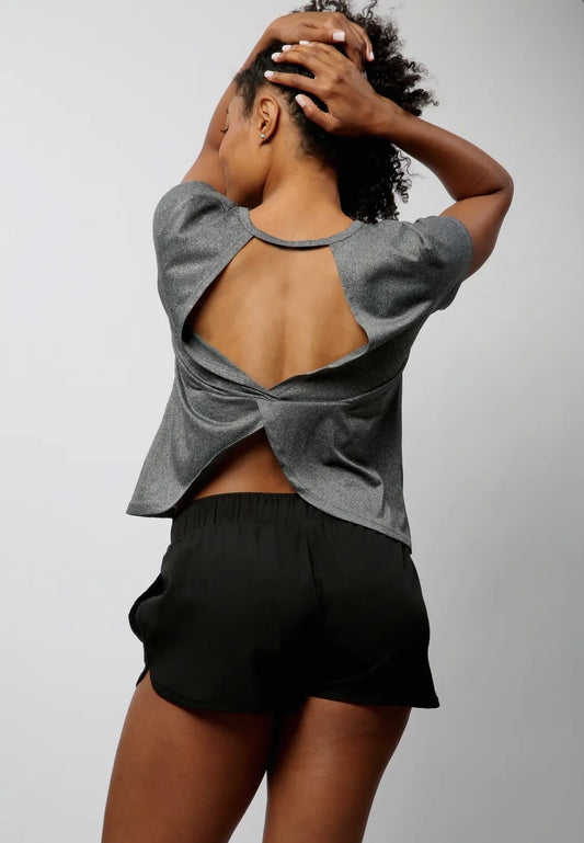 Grey Fitkick Crossover Top