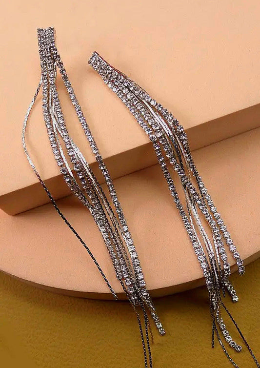 Long Classic Rhinestone Drop Earrings