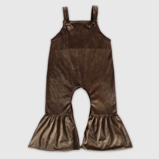 Brown velvet jumpsuit