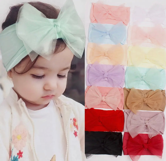 Nylon Mesh Headband Bow