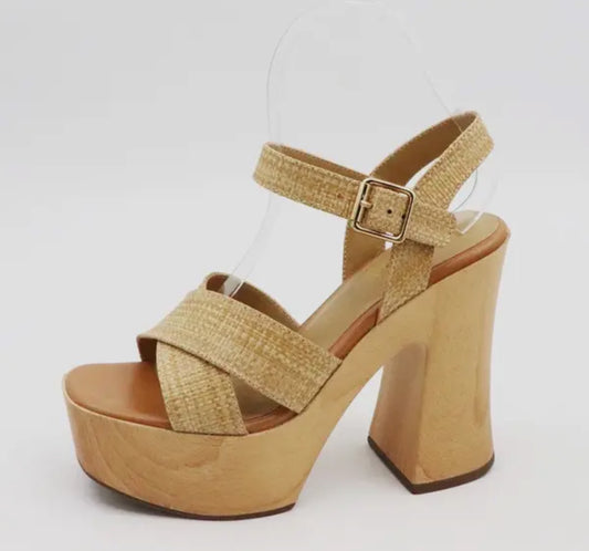 Mules chunky wood heel