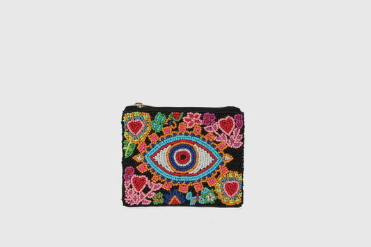 Beaded eye coin purse