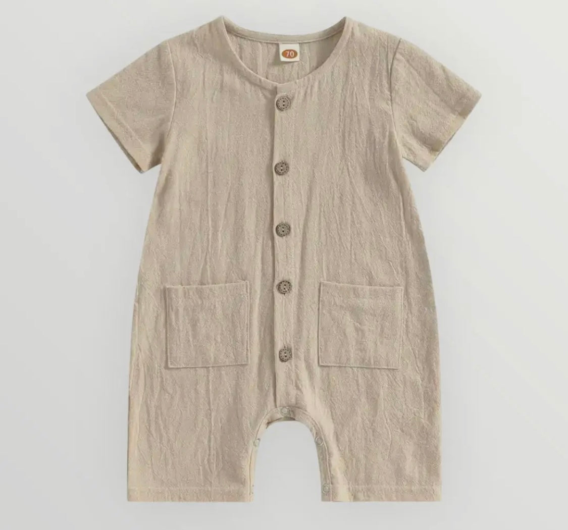 Tan Linen Romper