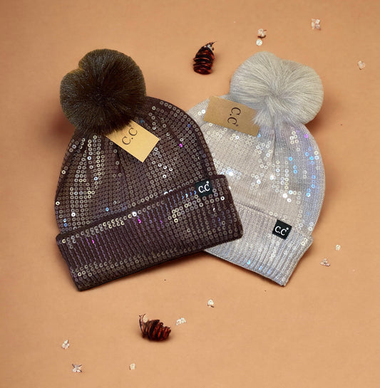 Cream & Latte Sequins Beanie