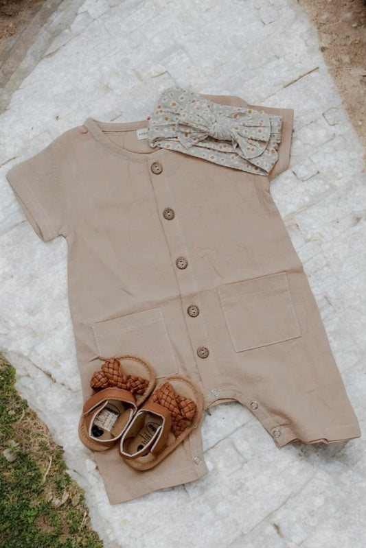 Tan Linen Romper