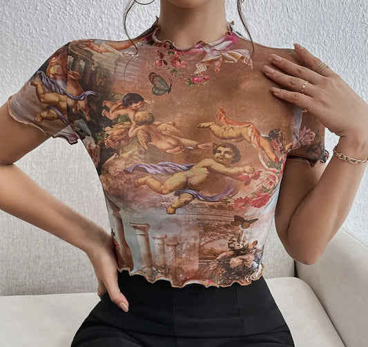 Angelic Floral Mesh Top