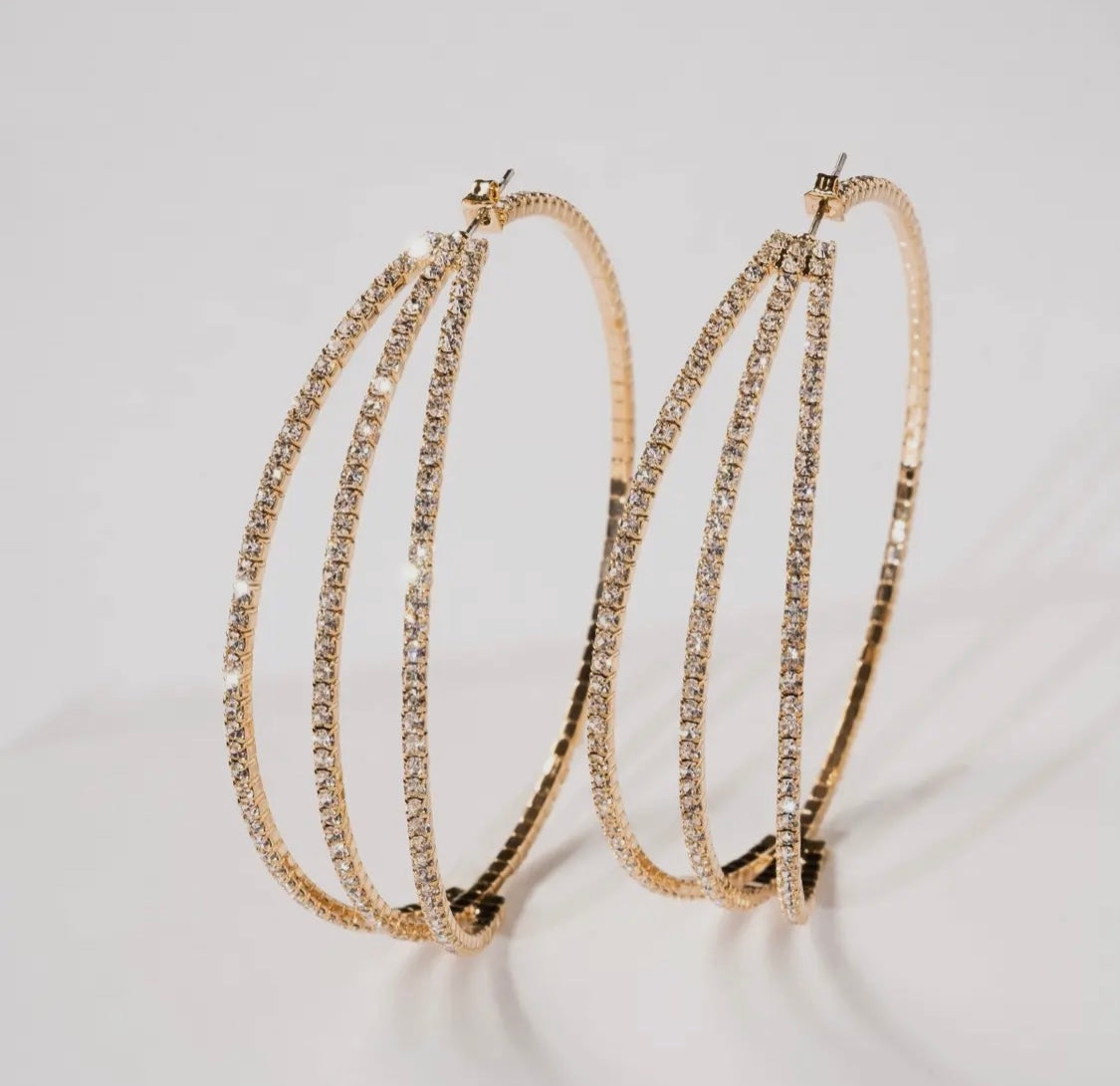 Gold Light Weight Layered Hoops