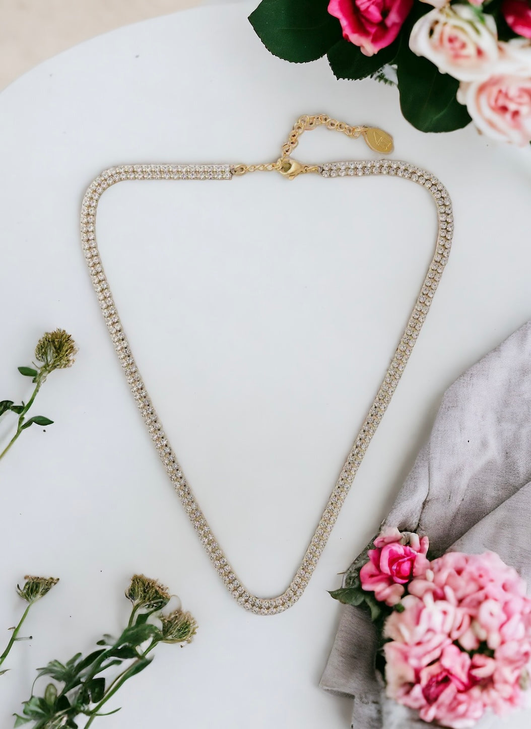 Gold Double Tennis Necklace