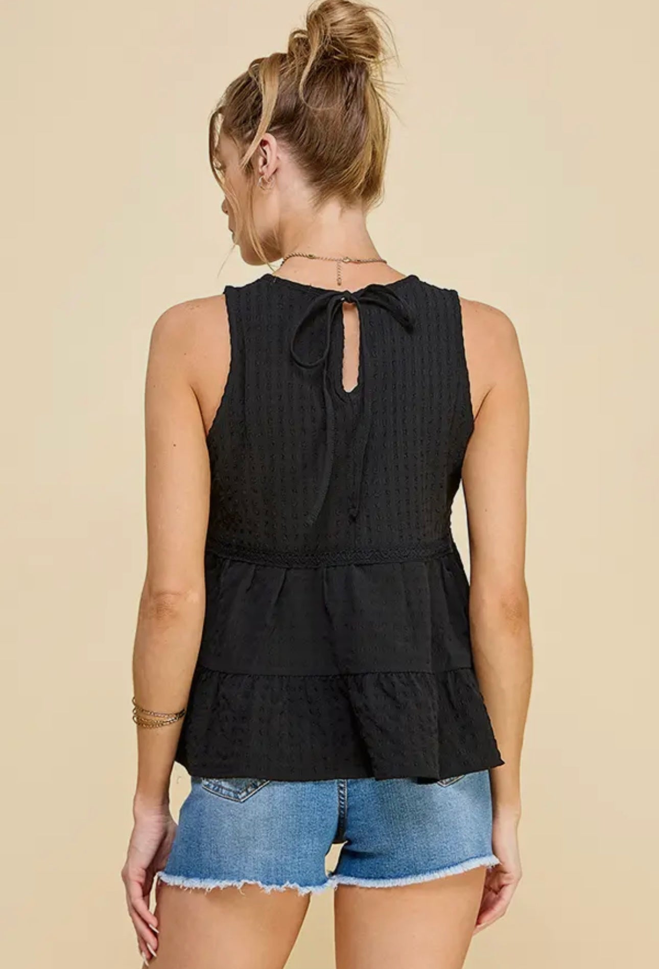 Black Boho Peplum Blouse