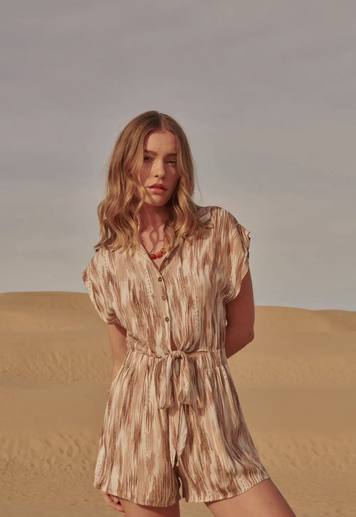 Abstract self tie romper