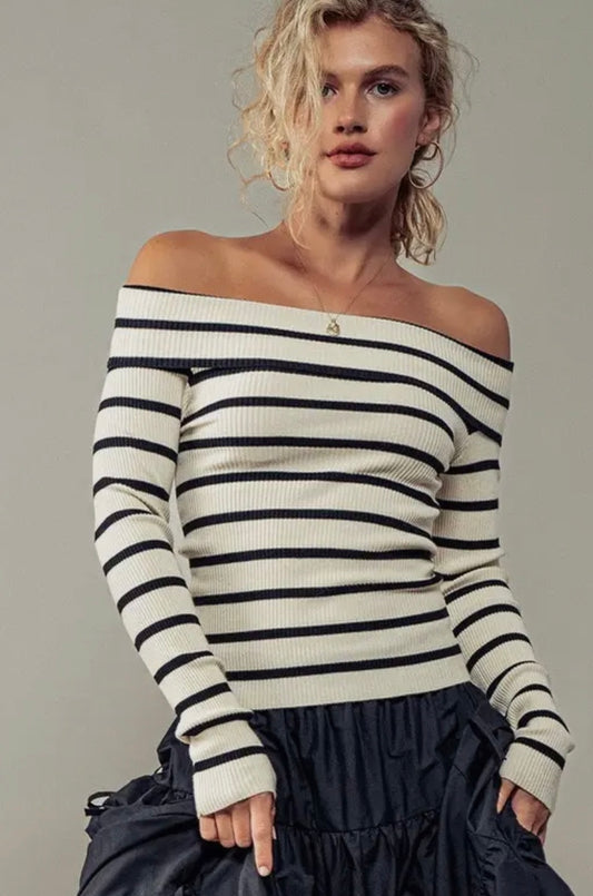 Striped slip knot top