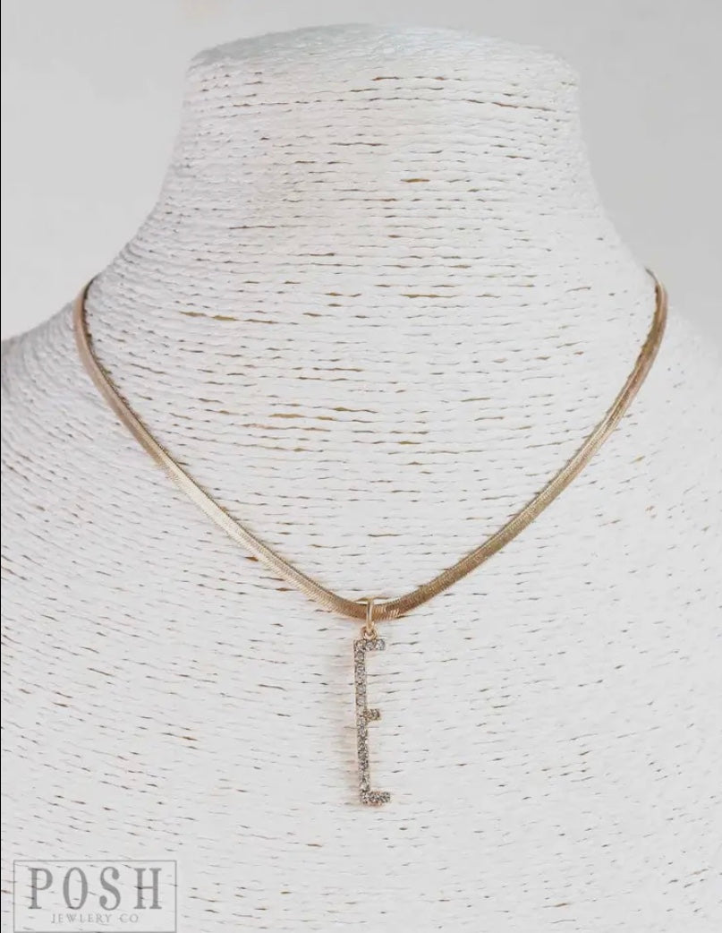 E initial rhinestone necklace