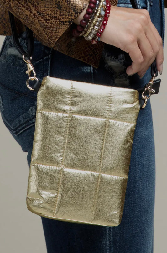 Metallic bubble crossbody