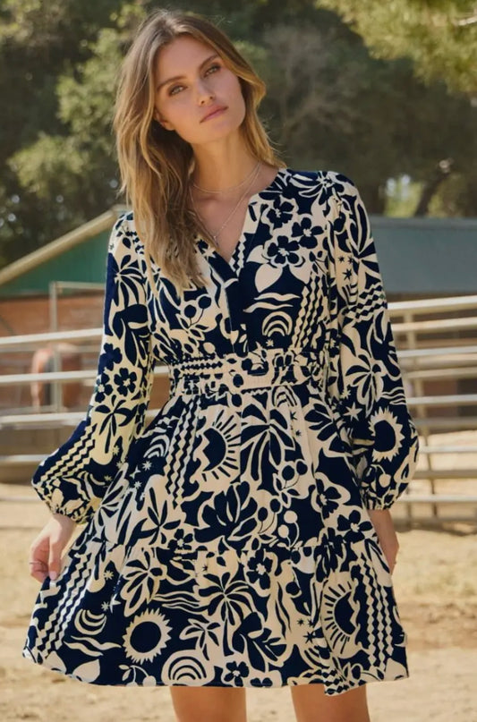 Tropical long sleeve dress