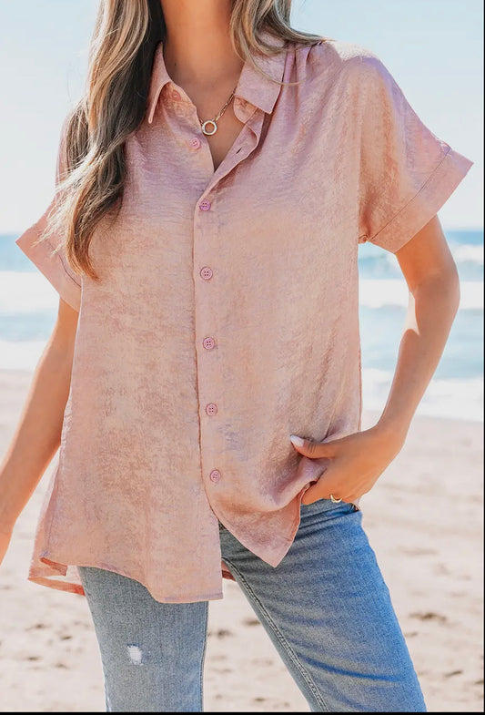 Metallic Button up Blouse