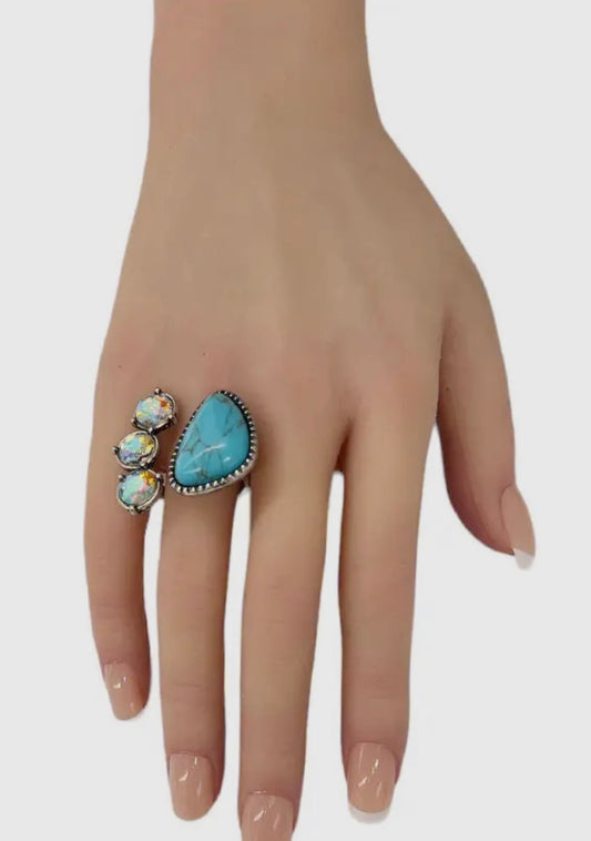 Gemstone cuff ring