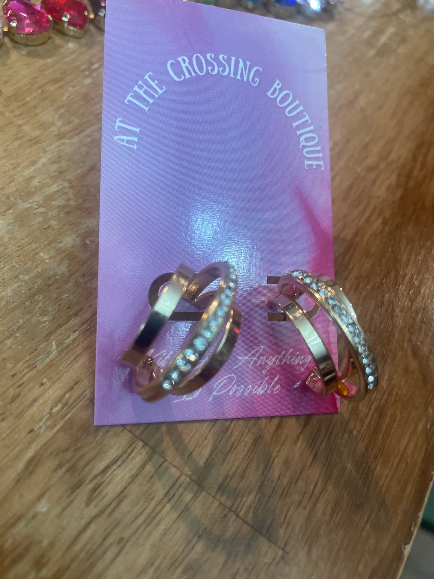 Small triple hoop earring