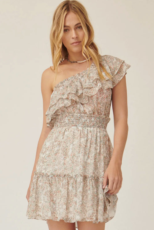 Floral one shoulder mini dress