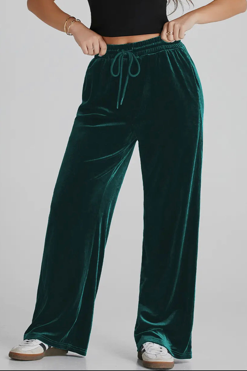 Velvet wide leg pants