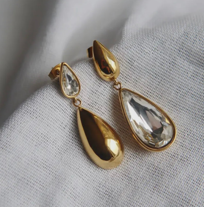 Crystal duo drop earrings