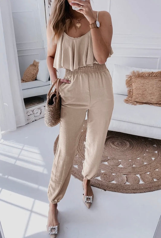 Ruffle jogger jumpsuit