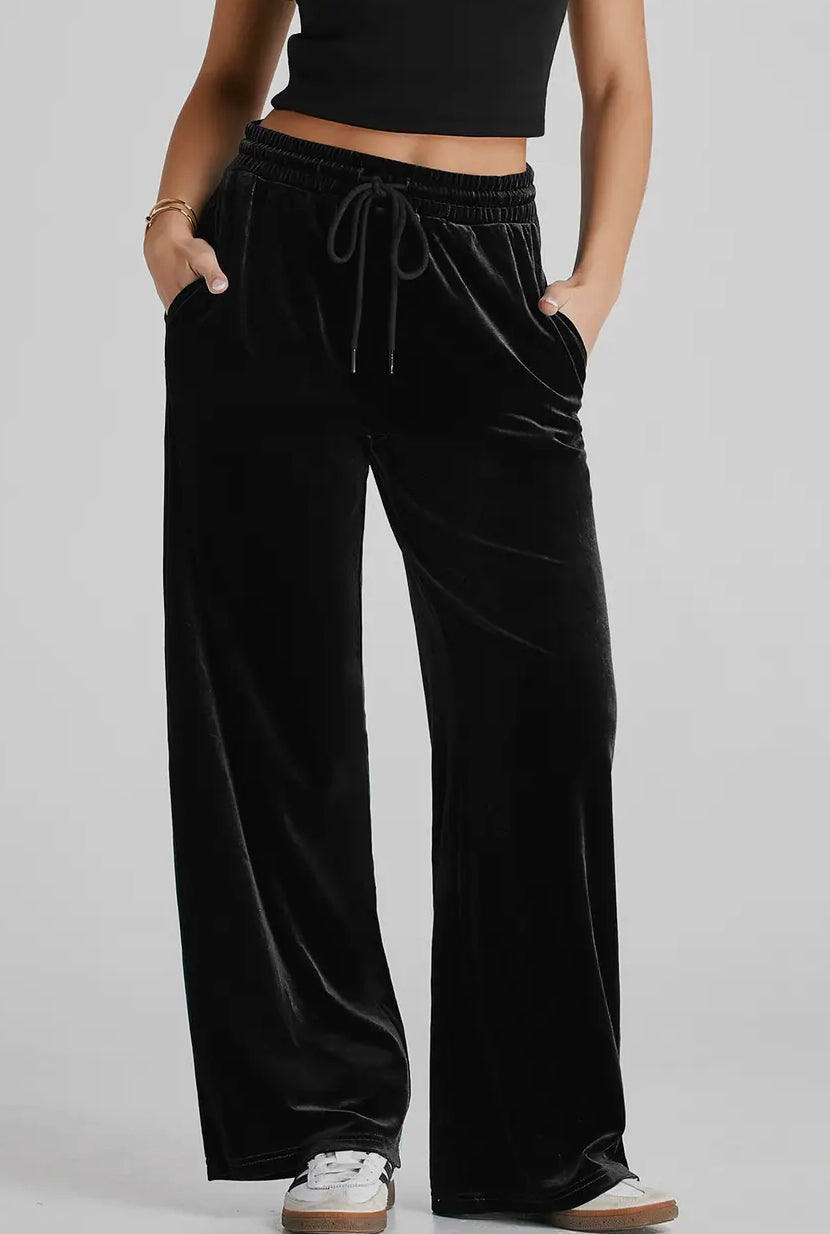 Velvet wide leg pants