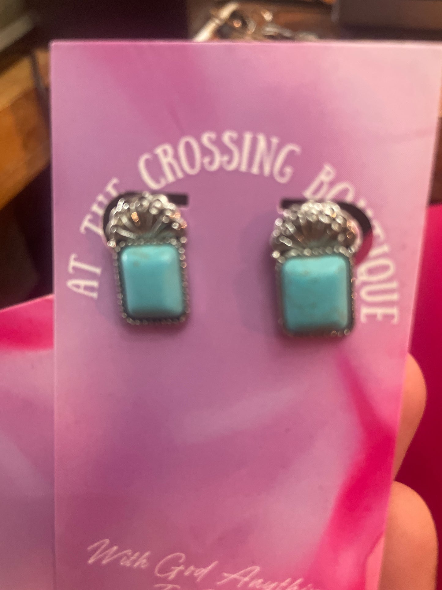 Turq square stud