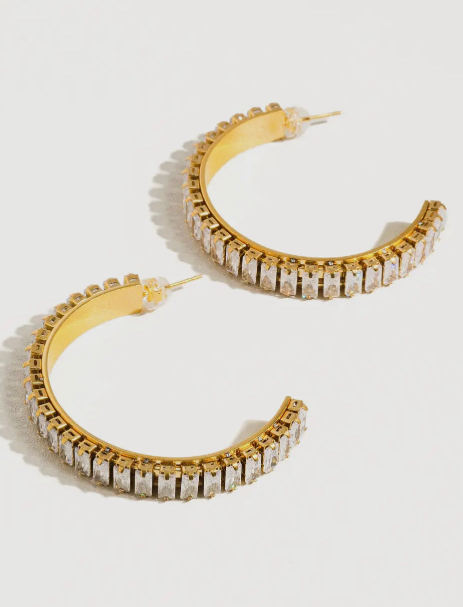 Rhinestone c hoops