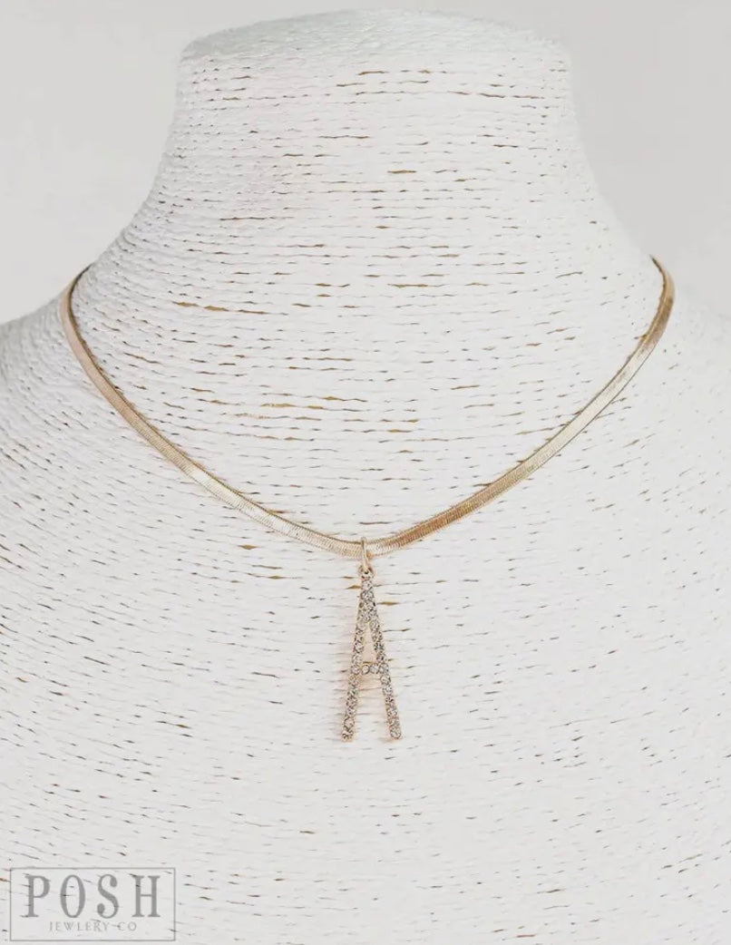 A Rhinestone initial necklace