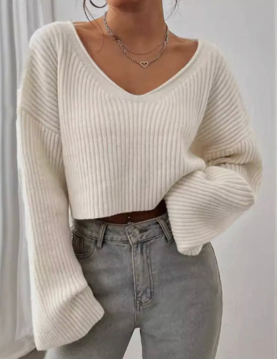 Drop shoulder knit sweater