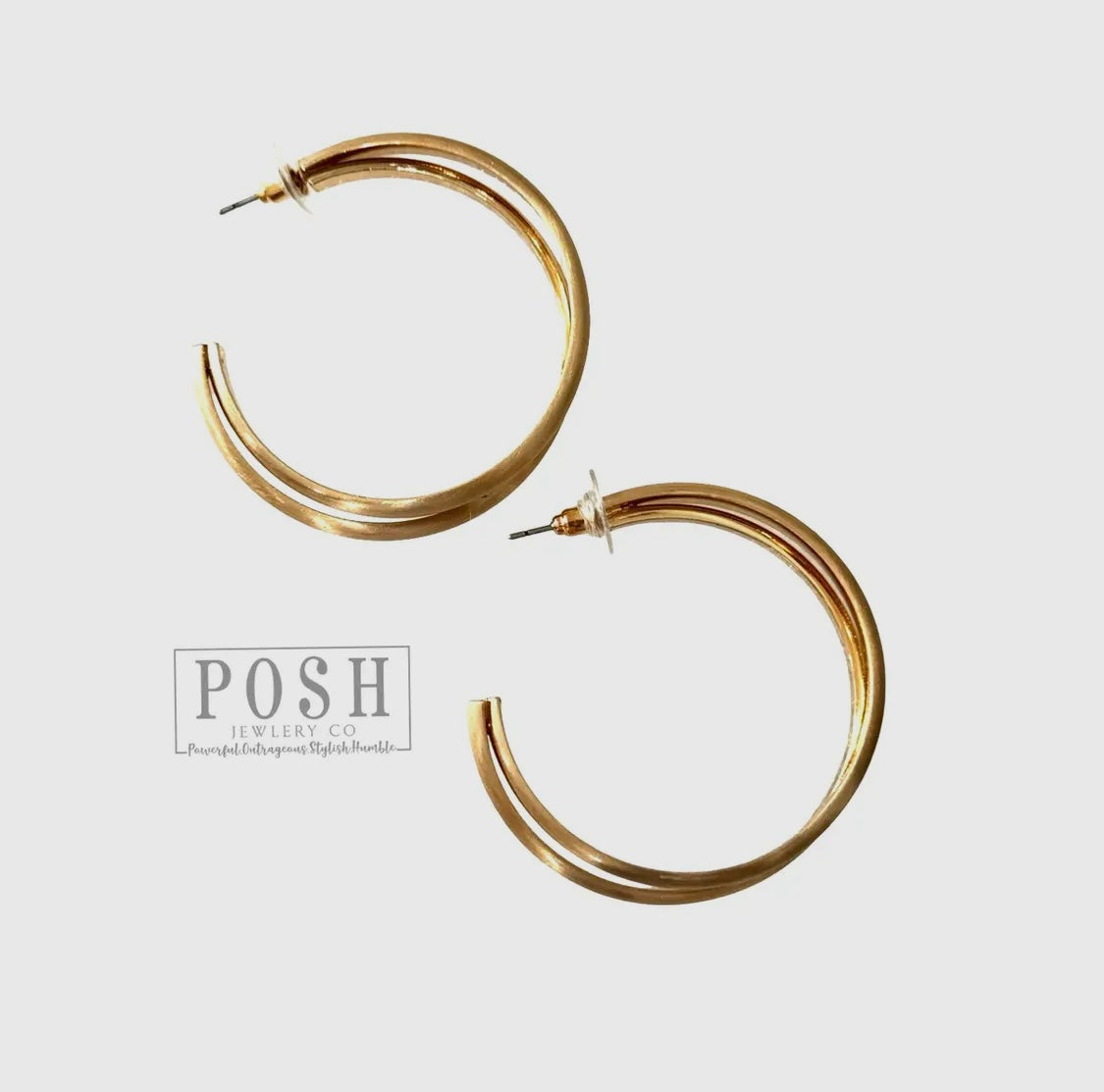 Gold Double Hoops