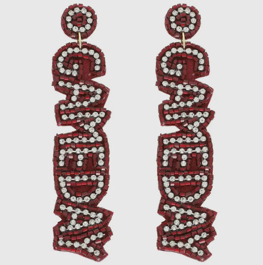 Maroon game day earrings