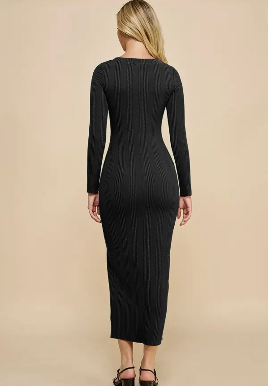 Black Ribbed “Cake” Dress