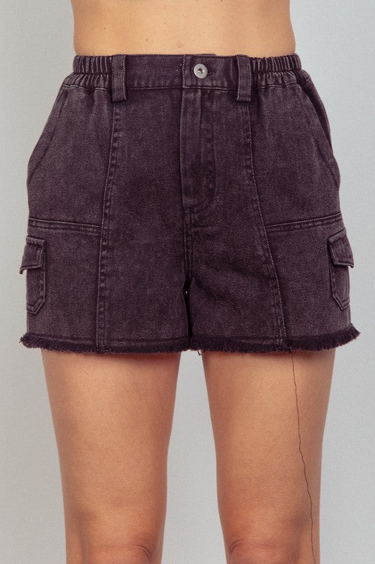 Denim cargo shorts